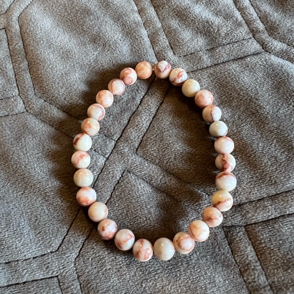 Handmade Chic Natural Red Network Stone Beaded Bracelet, Size 7” - Picture 3 of 3